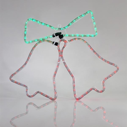 [600-20105] CAMPANA DOBLE, CABLE LUMINOSO LED 3m, 2 VIAS, CON PROGRAMA, ROJA - ROJA, 47x64cm, IP44