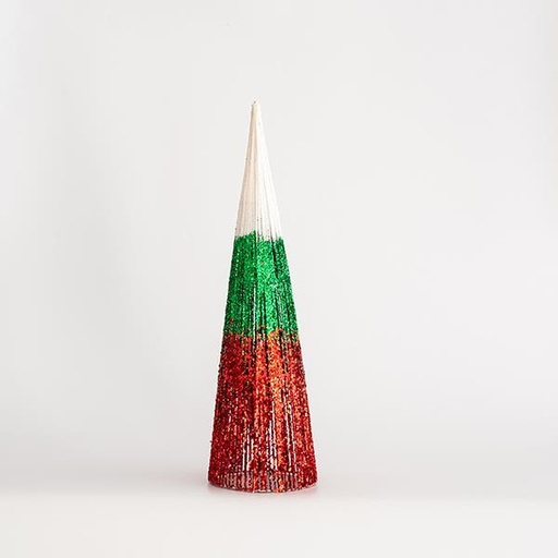 [600-45021] ÁRBOL CONO, BLANCO-VERDE-ROJO, 14x50cm