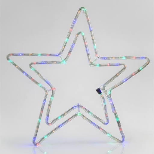 [600-20106] ESTRELLA DOBLE, CABLE LUMINOSO LED 3m, 2 VIAS, CON PROGRAMA, MULTI, 55x56cm, IP44