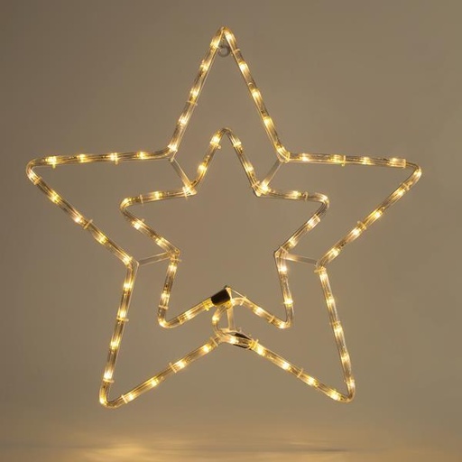 [600-20005] ESTRELLA DOBLE, CABLE LUMINOSO LED 3m, 2 VÍAS, CON PROGRAMA, BLANCO CÁLIDO, 55x56cm, IP44
