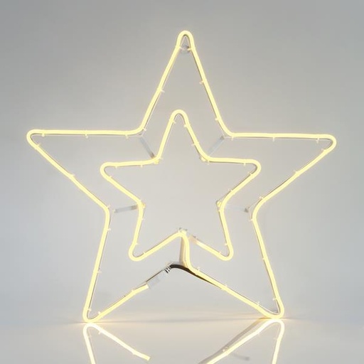 [600-23032] DOBLE ESTRELLA, CABLE DE LUZ LED DE NEÓN 3m, 2 VÍAS, BLANCO CÁLIDO, 56x58cm, IP44