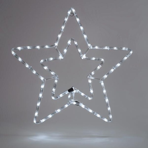 [600-20210] ESTRELLA DOBLE, CABLE LUMINOSO LED 3m, 2 VIAS, CON PROGRAMA, BLANCO, 55x56cm, IP44