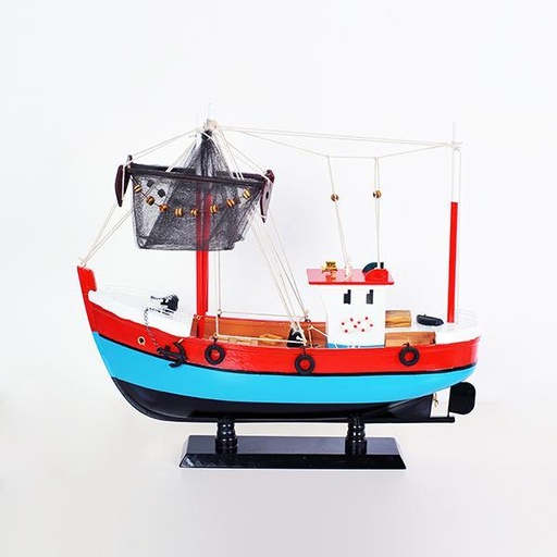 [600-44994] BARCO DE PESCA, ROJO-AZUL CLARO, 45x14x39cm