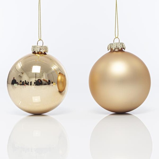 [600-42393] BOLAS DE CRISTAL, CHAMPAGNE, MATE Y BRILLANTE, SET 4 UDS, 8cm