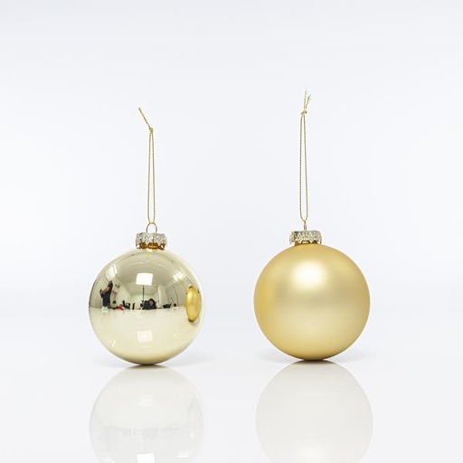 [600-42394] BOLA DE CRISTAL, DORADA, MATE Y BRILLANTE, SET 4 UDS, 8cm