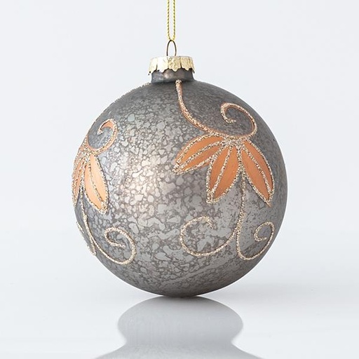 [600-45045] BOLA DE CRISTAL, GRIS, CON DISEÑOS DE CHAMPÁN, SET 4PCS, 10cm
