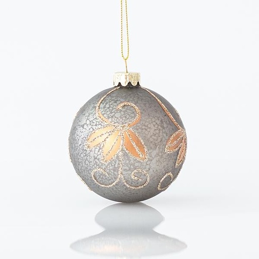 [600-45044] BOLA DE CRISTAL, GRIS, CON DISEÑOS DE CHAMPÁN, SET 4PCS, 8cm