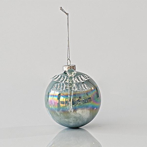 [600-45102] BOLA DE CRISTAL, MENTA IRIDISCENTE, CON DRAGÓN TRANSPARENTE, SET 4UNDS, 8cm