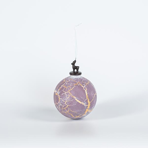 [600-44859] BOLA DE CRISTAL, CON RENO DE PORCELANA, ROSA POLVO CON PLEGADO, 10cm, UDS 1