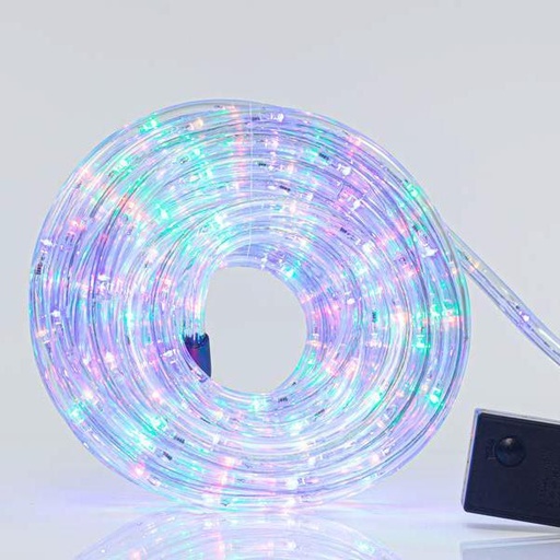 [600-22125] CABLE LUMINOSO LED, 2 VIAS, CON PROGRAMA, MULTI, 10m, 24 LED/m, IP44