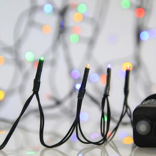 [600-11552] LINEA, 400 LED 3mm, ADAPTADOR 31V CON 8 MULTIFUNCIONES, HILO VERDE, LED MULTICOLOR POR 5cm, CABLE 3m, IP44