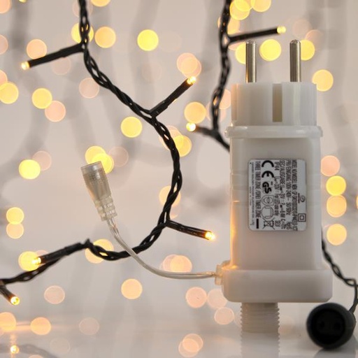 [600-11870] LINEA, 400 LED 3mm, ADAPTADOR 31V CON MICRÓFONO Y MULTIFUNCIONES BASADA EN MÚSICA, CON MEMORIA, MANDO A DISTANCIA, TEMPORIZADOR Y DIMMER, CONECTOR HASTA 3, CABLE VERDE, LED BLANCO CÁLIDO POR 5cm, CABLE 3m, IP44