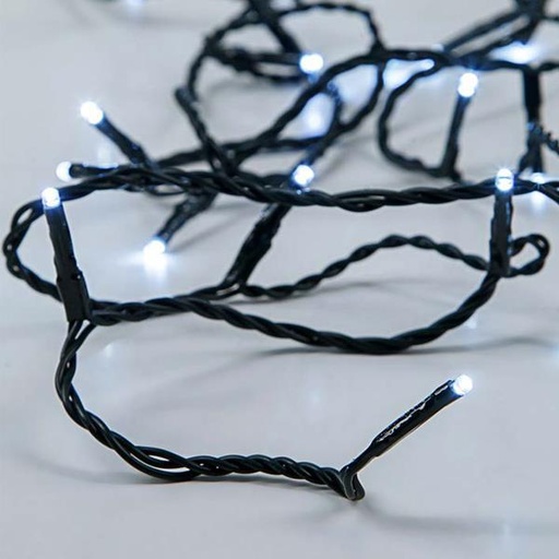 [600-11206] LINEA, 50 LED 5mm, CAJA DE PILAS 3xAA, CABLE VERDE, LED BLANCO POR 10cm, CABLE 50cm, IP20