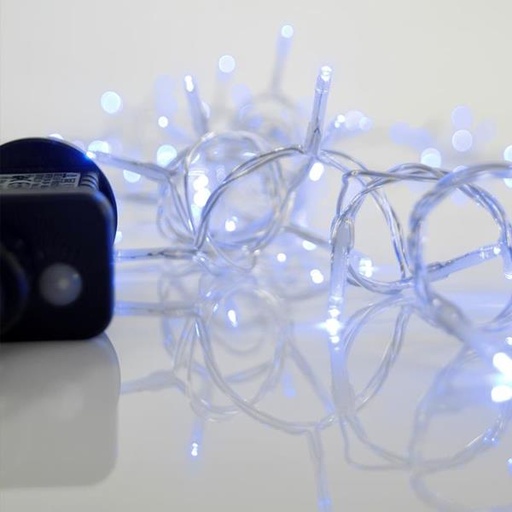 [600-11585] LINEA, 240 LED 3mm, ADAPTADOR 31V CON 8 MULTIFUNCIONES, HILO TRANSPARENTE, LED AZUL POR 5cm, CABLE 3m, IP44