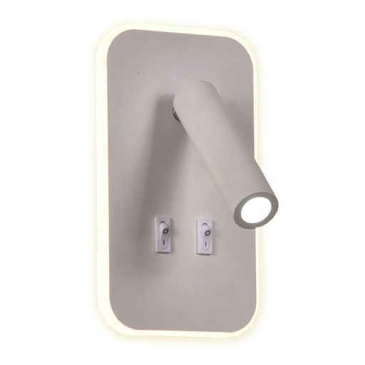 [145-22052] LUZ DE LECTURA DE PARED PARA CAMA "IRIS K" 11W Y 3W LED 3000K BLANCO PRO