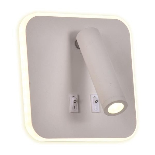 [145-22051] LUZ DE LECTURA DE PARED PARA CAMA "IRIS K" 11W Y 3W LED 3000K BLANCO PRO
