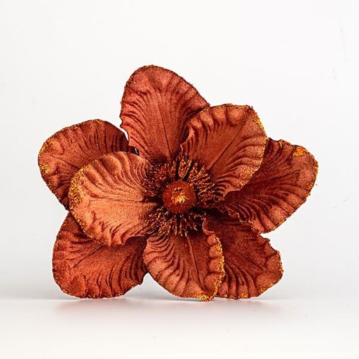 [600-45377] MAGNOLIA, TELA, COBRE, CON BRILLO, 19x20cm
