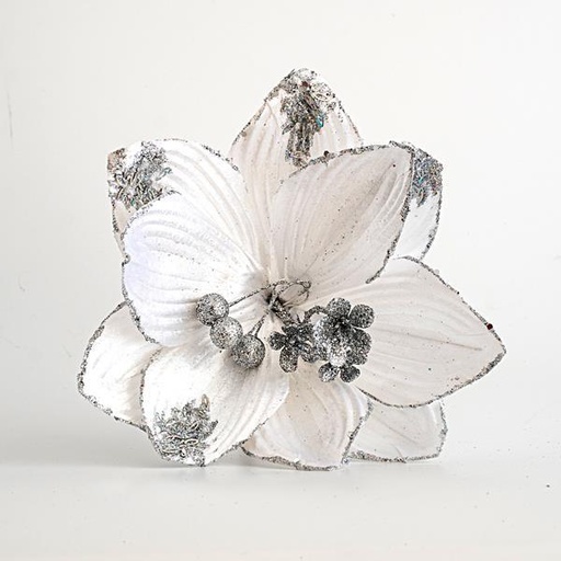 [600-45362] MAGNOLIA, TELA, BLANCO, CON BRILLO, 24x24cm