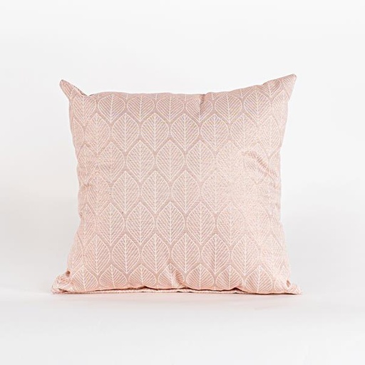 [600-45290] COJÍN ROSA HOJAS BLANCAS 45x45cm