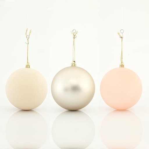 [600-42686] BOLAS DE PLÁSTICO MARFIL RETRO, SET 6PZS, 10cm