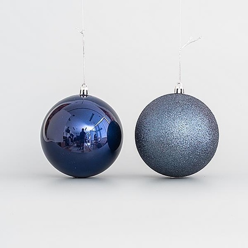 [600-44785] BOLA DE PLÁSTICO, AZUL OSCURO, SET 6 UDS (3 BRILLANTES, 3 BRILLANTES), 10cm