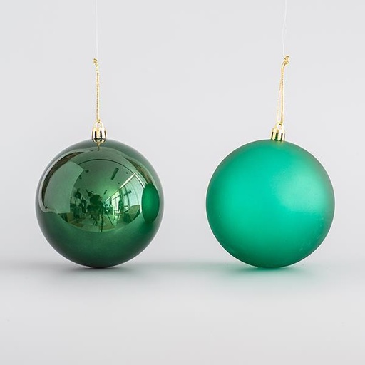 [600-44779] BOLAS DE PLÁSTICO, VERDE OSCURO, SET 6 UDS (3 BRILLANTES, 3 BRILLANTES), 10cm