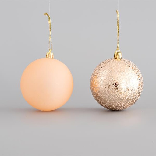 [600-44780] BOLAS DE PLÁSTICO, ROSA, SET 6 UDS (3 MATE, 3 EFECTO SEDA), 8cm