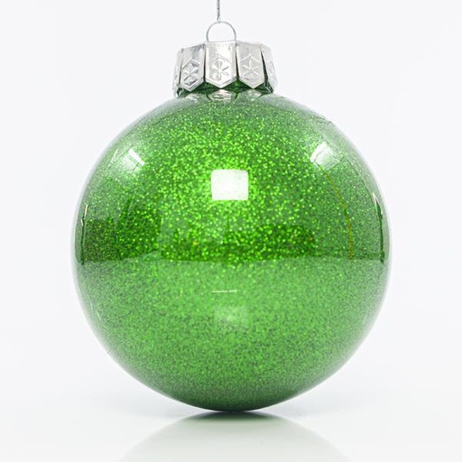 [600-42723] PELOTA DE PLÁSTICO PET, VERDE BRILLANTE CON BRILLO, SET 2PZS, 13cm