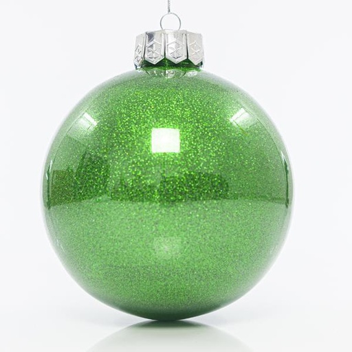 [600-42724] BOLAS DE PLÁSTICO PET, VERDE BRILLANTE CON BRILLO, SET 2PZS, 15cm