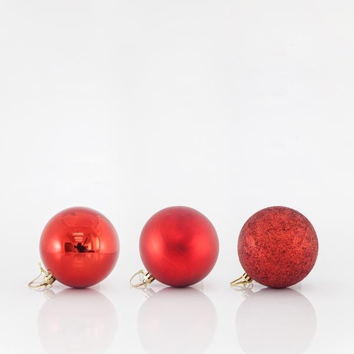 [600-42511] BOLAS DE PLÁSTICO ROJAS, SET 6 UDS, 8cm