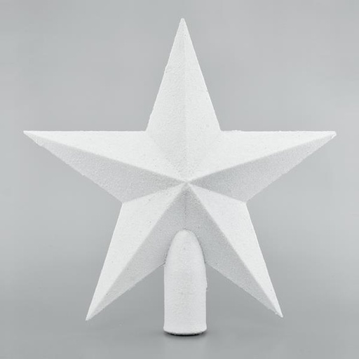 [600-42574] TOP ÁRBOL DE PLÁSTICO, ESTRELLA BLANCA, CON BRILLO, 20,5cm