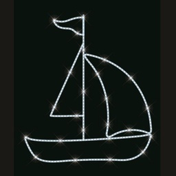 DISEÑO DE POSTE PROFESIONAL, BARCO, CUERDA DE LUCES LED BLANCAS, 100x90cm, IP65