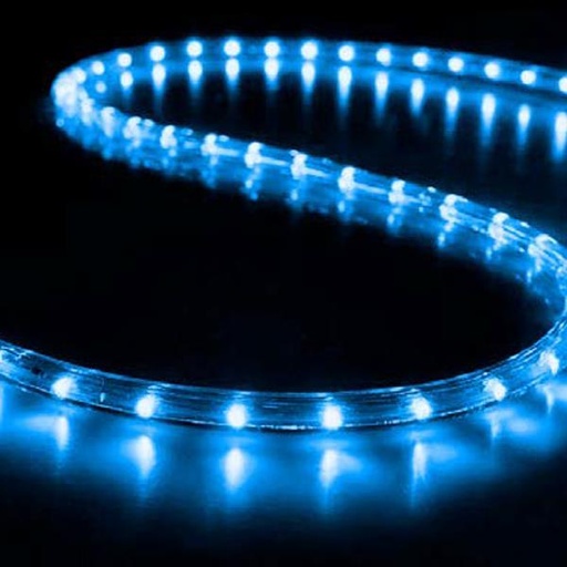 [600-22242] CABLE DE LUZ, LED, 2 VÍAS, AZUL, 50m, CON 30 LED POR METRO Y 6 LED FLASH BLANCOS, CON PROTECCIÓN UV, CORTE CADA 1 METRO, IP65