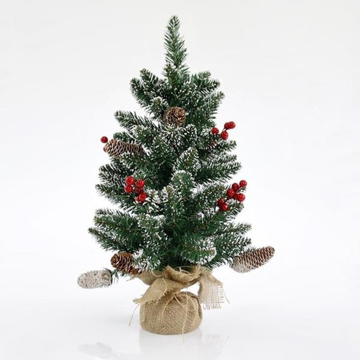 [600-30006] ÁRBOL VERDE NEVADO CON ADORNOS 60cm