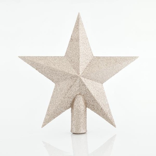 [600-42672] ÁRBOL TOP ESTRELLA, CHAMPÁN, CON BRILLO, PLÁSTICO, 20cm