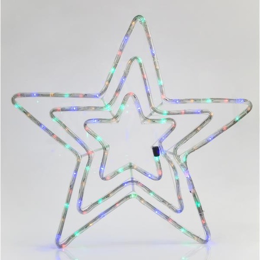 [600-20224] TRIPLE ESTRELLA, 4,70m LED CABLE DE LUZ, 2 VÍAS, CON PROGRAMA, MULTI, 60x60cm, IP44