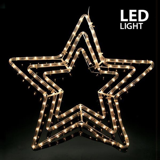 [600-20006] TRIPLE STAR, 4,70m CABLE DE LUZ LED, 2 VÍAS, CON PROGRAMA, BLANCO CÁLIDO, 60x60cm, IP44