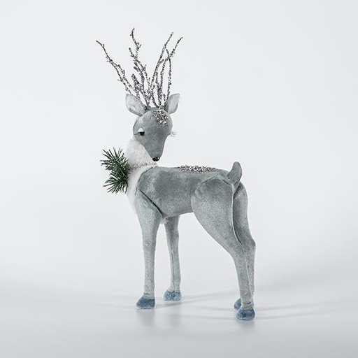 [600-44744] RENO DE TERCIOPELO, GRIS, CON BRILLO, 19x39cm