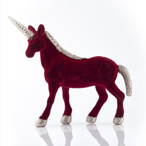 [600-40852] UNICORNIO TERCIOPELO, BURDEOS, 23cm