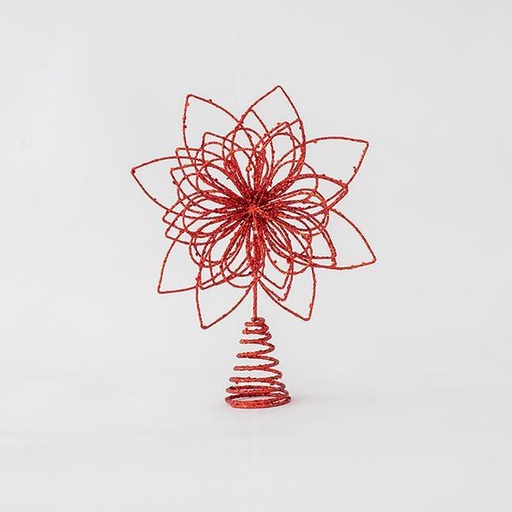 [600-44922] TOP ÁRBOL DE ALAMBRE FLOR ROJA, 30x24cm
