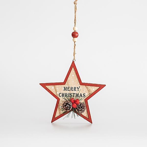 [600-45216] ESTRELLA DE MADERA, FELIZ NAVIDAD, 15,5x1cm