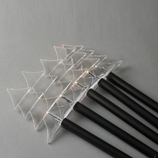 [600-04450] LÍNEA 5 LED 3mm, 5 ÁRBOLES CON PISTA DE TIERRA 37cm, PANEL SOLAR CON SENSOR DE LUZ, CABLE PVC NEGRO, LED BLANCO CÁLIDO, POR 35cm, CABLE 2m, IP44