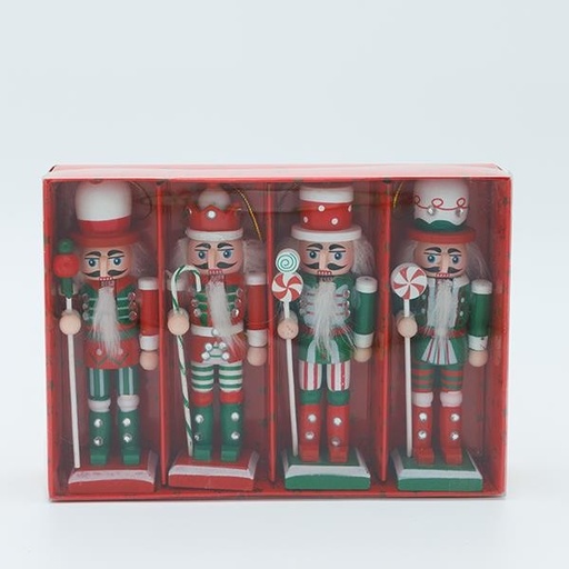 [600-46866] CASCANUECES, CARAMELO ROJO VERDE, SET 4 PIEZAS, 5x13cm