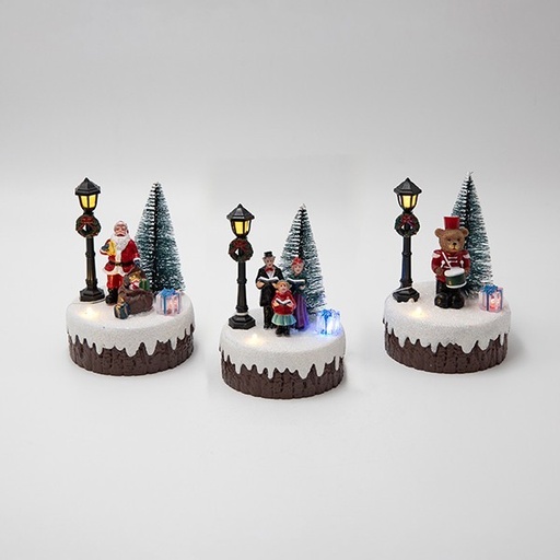 [600-48098] CAJA EXPOSITOR, PAPÁ NOEL, OSO Y CORO, 12 UDS., 9x12,8cm