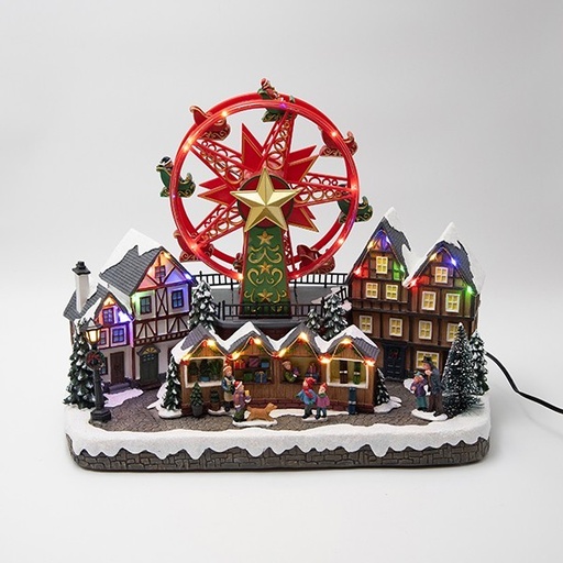 [600-48107] CUADRADO NAVIDEÑO, CON NORIA, CON TRANSFORMADOR, 40x21x31cm