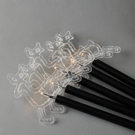 [600-04452] LÍNEA, 5 LED 3mm, 5 RENOS CON PISTA DE TIERRA 37cm, PANEL SOLAR CON SENSOR DE LUZ, CABLE NEGRO, LED BLANCO CÁLIDO POR 35cm, CABLE DE CONDUCCIÓN 200cm, IP44