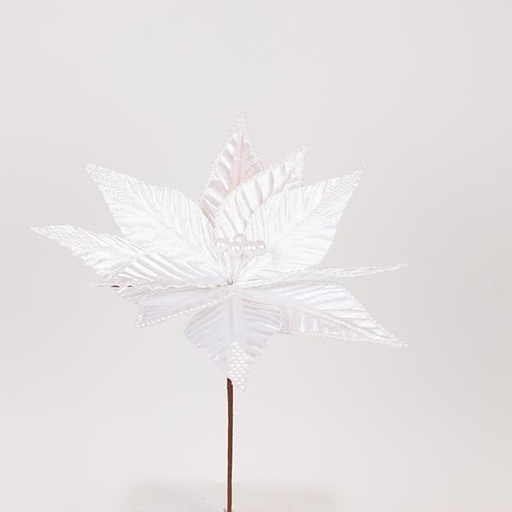 [600-47516] FLOR BLANCA CON PERLAS BLANCAS, 30x30cm