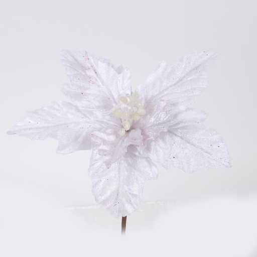 [600-46155] FLOR DE POINSETTI, BLANCA CON ANTERAS BLANCAS, 22x12cm