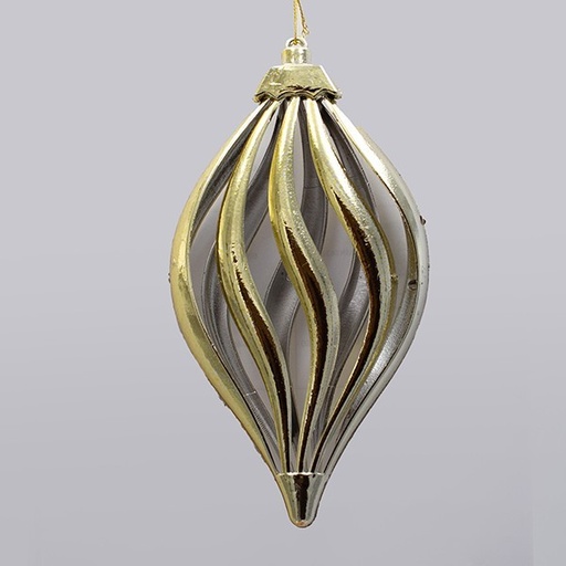 [600-47380]  ADORNO COLGANTE LÁGRIMA, PLÁSTICO, DORADO, 21x11cm