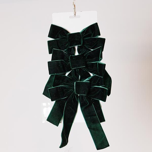 [600-47541] LAZOS DE TERCIOPELO PEQUEÑOS, VERDE ESMERALDA, SET DE 3 PIEZAS, 16x24cm